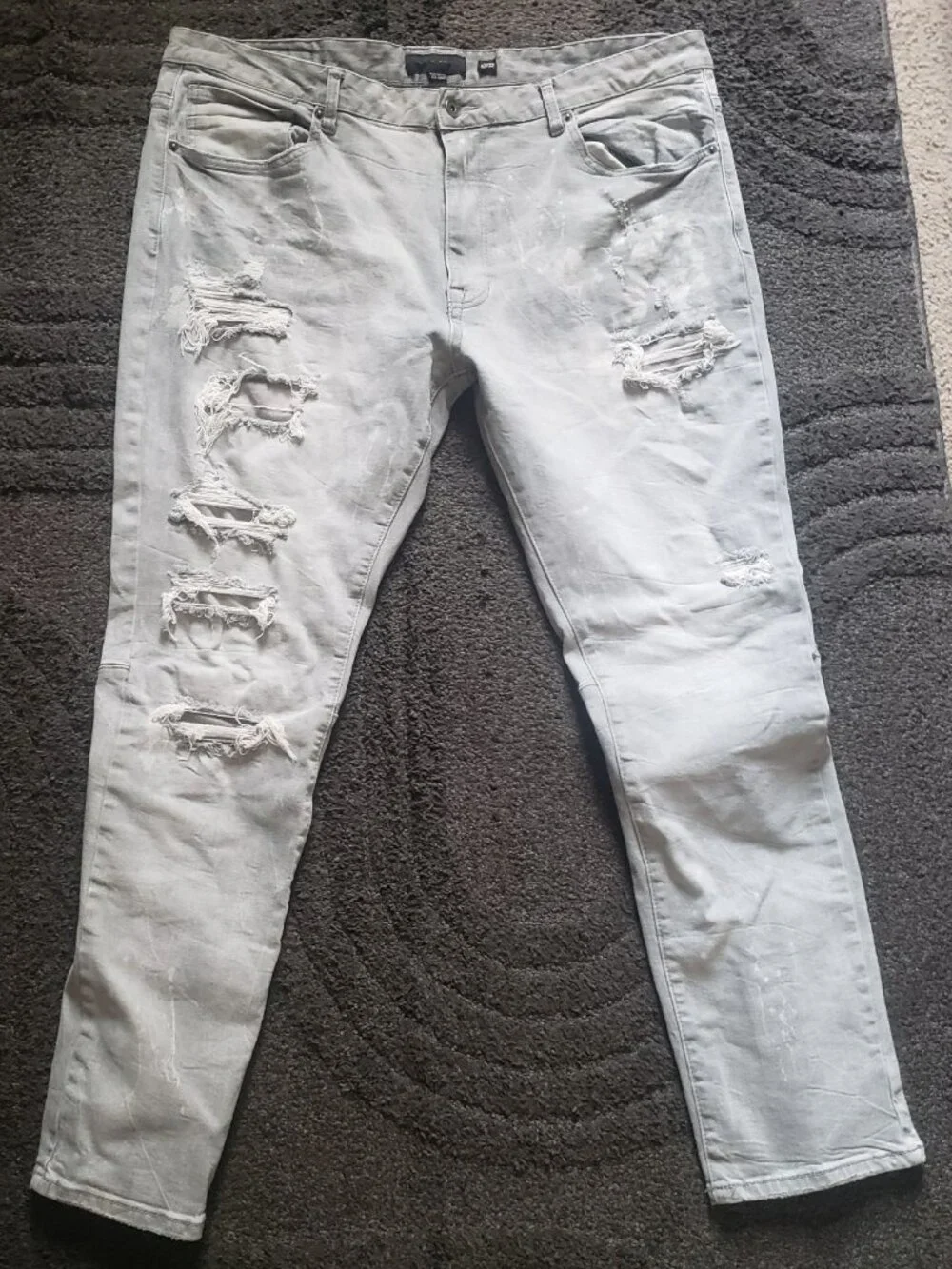 Decibel Jeans Mens Distressed Gray Size 42x32 Slim Fit